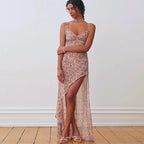 Khalia See-Through Floral Maxi Dress