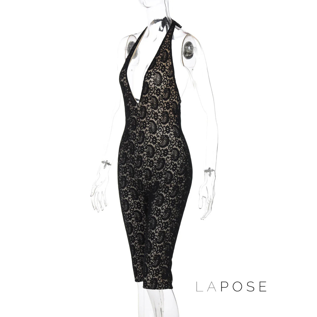 Khaliah Lace Halter Jumpsuit
