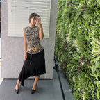 Khelani Leopard Asymmetric Skirt Set