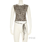 Khelani Leopard Asymmetric Skirt Set