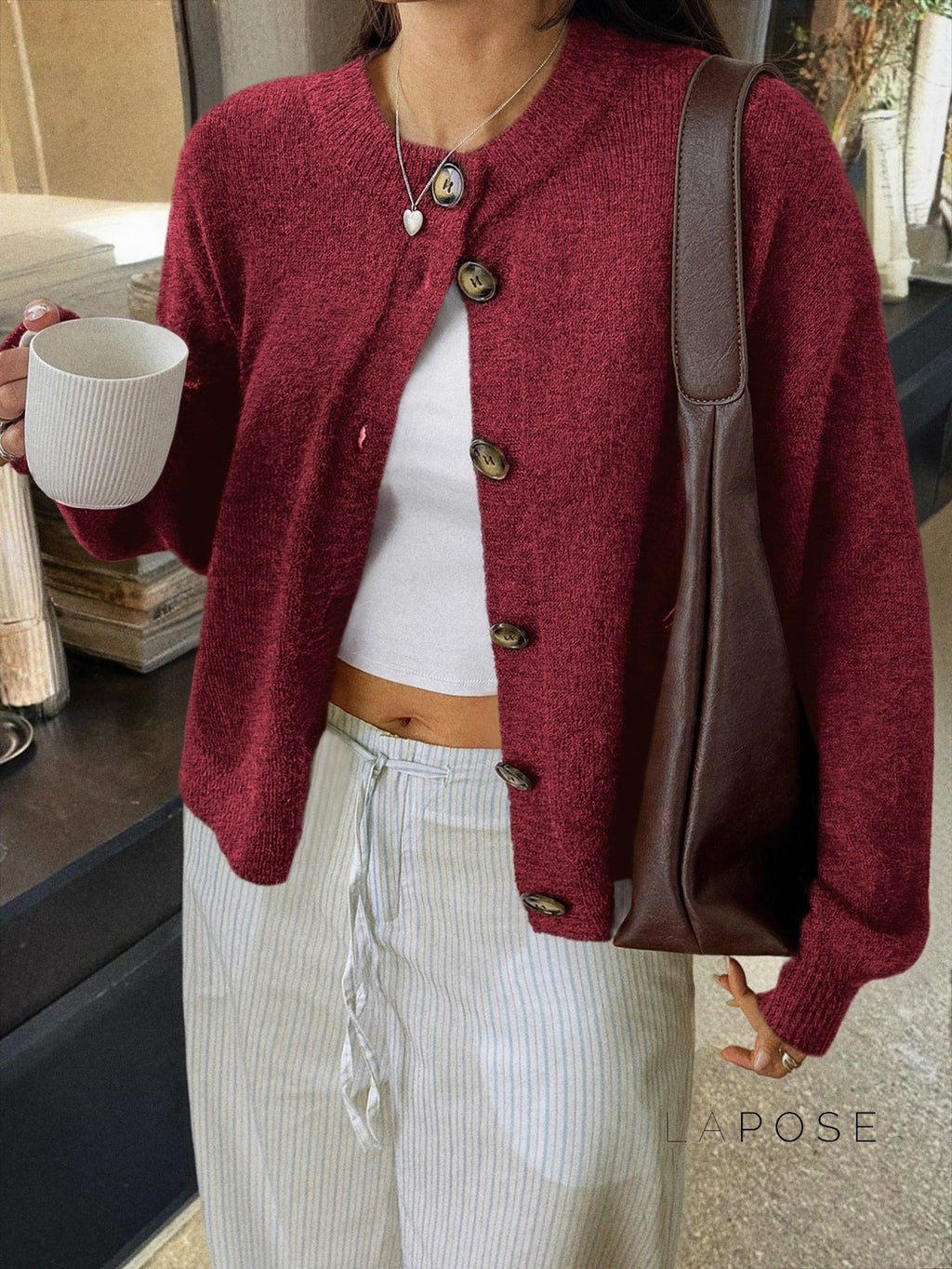 Kristy Button-Front Knit Cardigan