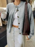 Kristy Button-Front Knit Cardigan