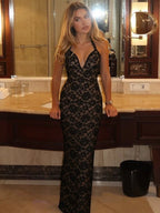Lace Halter Slit Maxi Dress