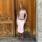 Lace One-Shoulder Skirt Set