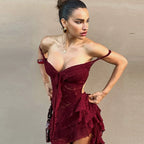 Lace Patchwork Strapless Mini Dress