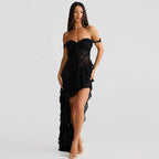 Lace Patchwork Strapless Mini Dress