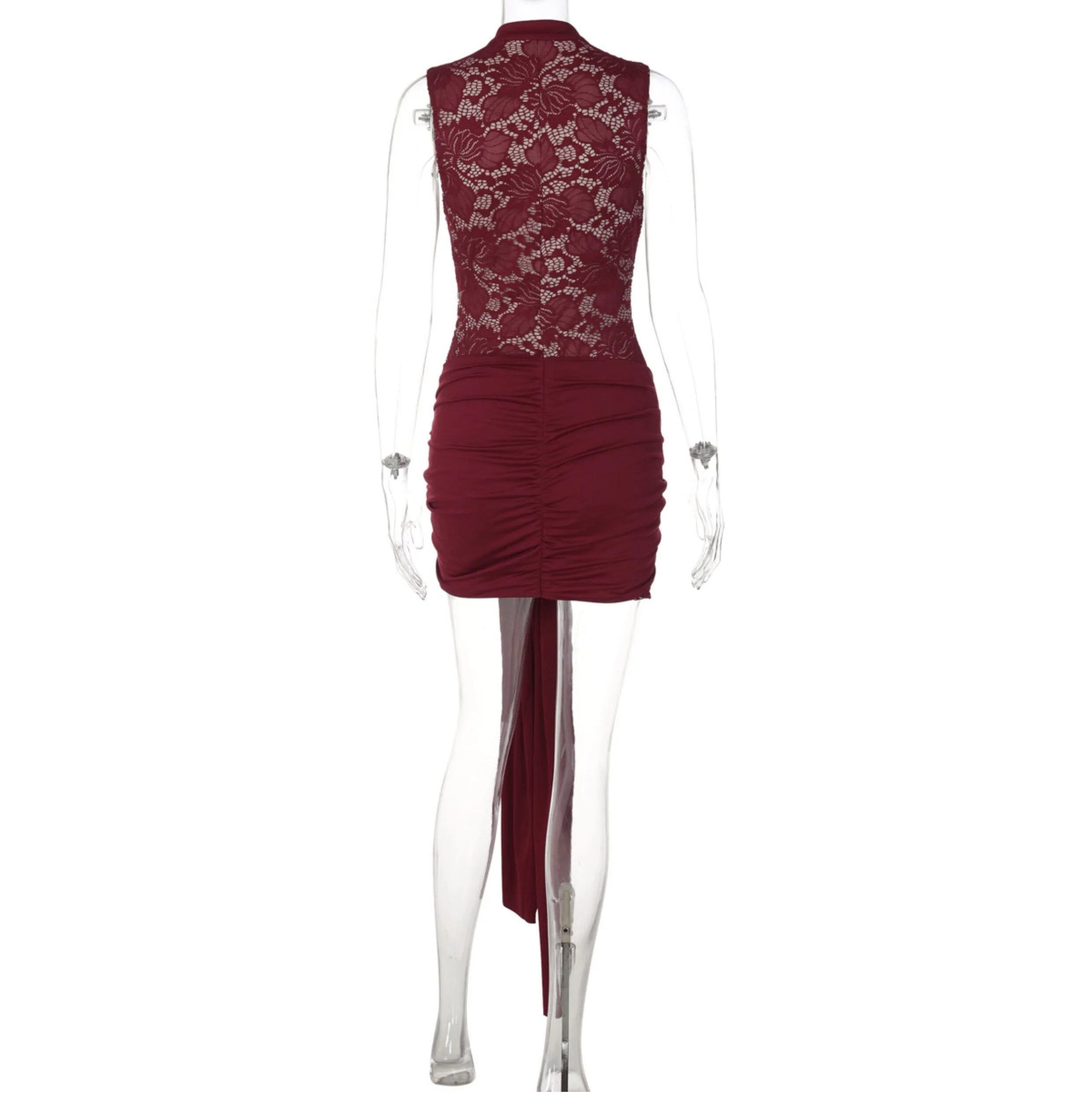 Lace Splicing Cut-Out Mini Dress