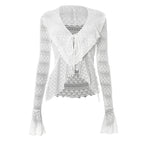 Lace Tie-Front Bell Sleeve Top