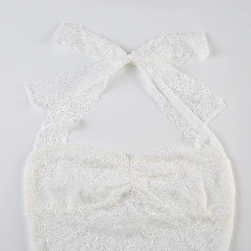 Lace Trim Halter Camisole Top