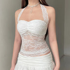 Lace Trim Halter Camisole Top