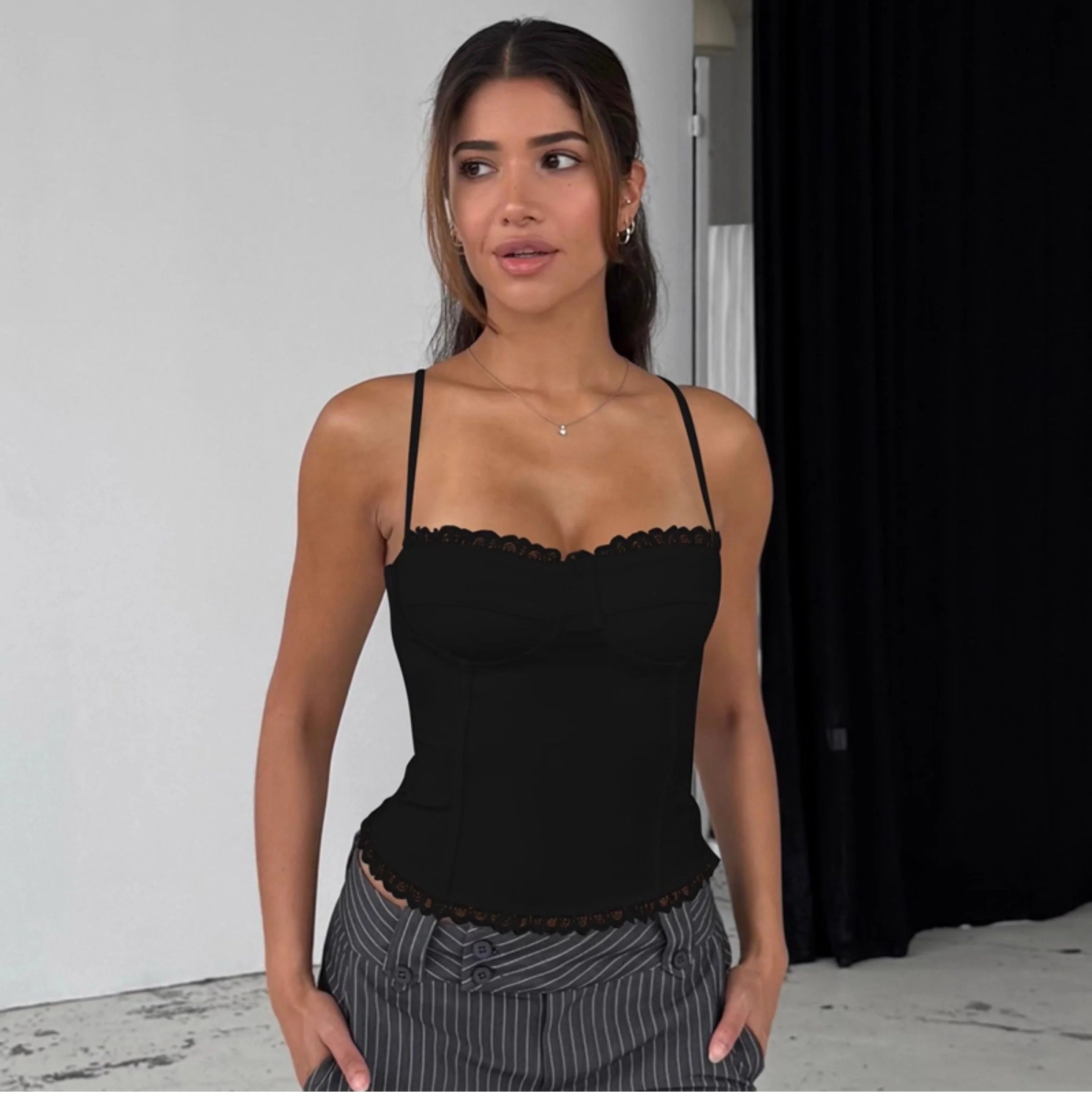 Lace Trim Patchwork Camisole