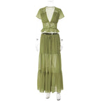 Lace V-Neck Two-Piece Skirt Set