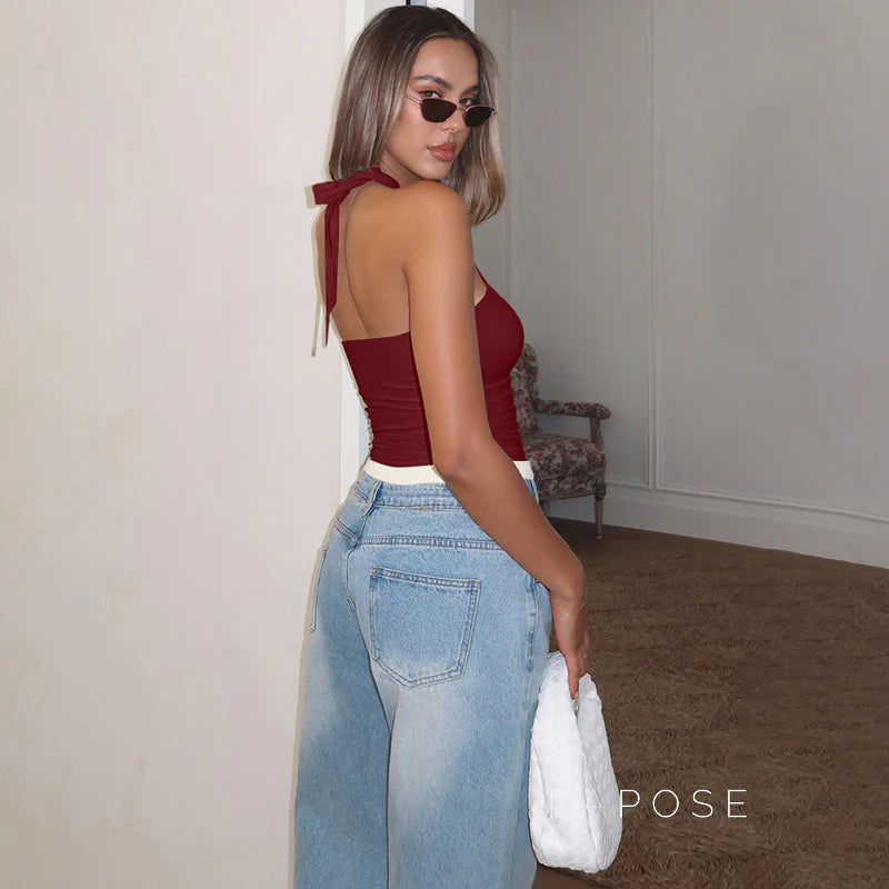 Lahna Halter Backless Crop Top
