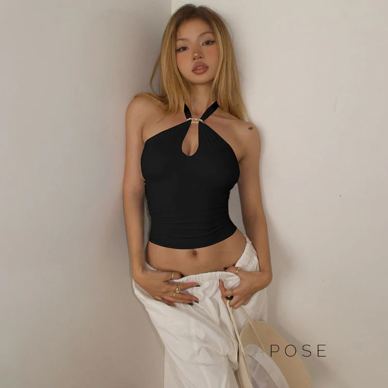 Lahna Halter Backless Crop Top
