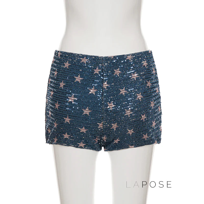 Laikynn Blue Sequin Shorts