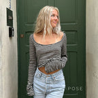 Lauren Striped Long Sleeve Crop Top