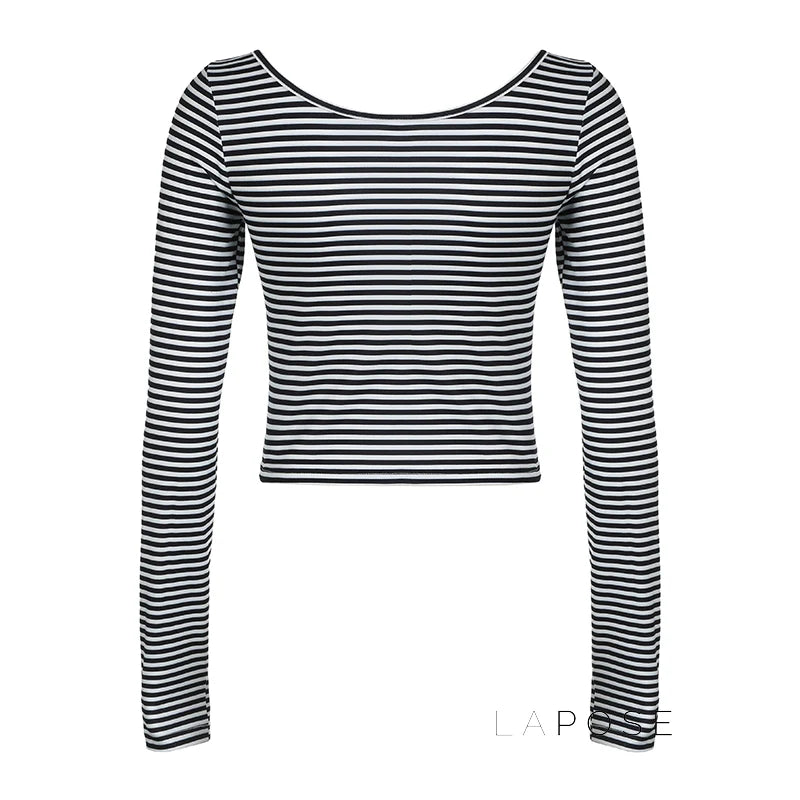 Lauren Striped Long Sleeve Crop Top
