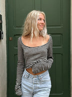 Lauren Striped Long Sleeve Crop Top