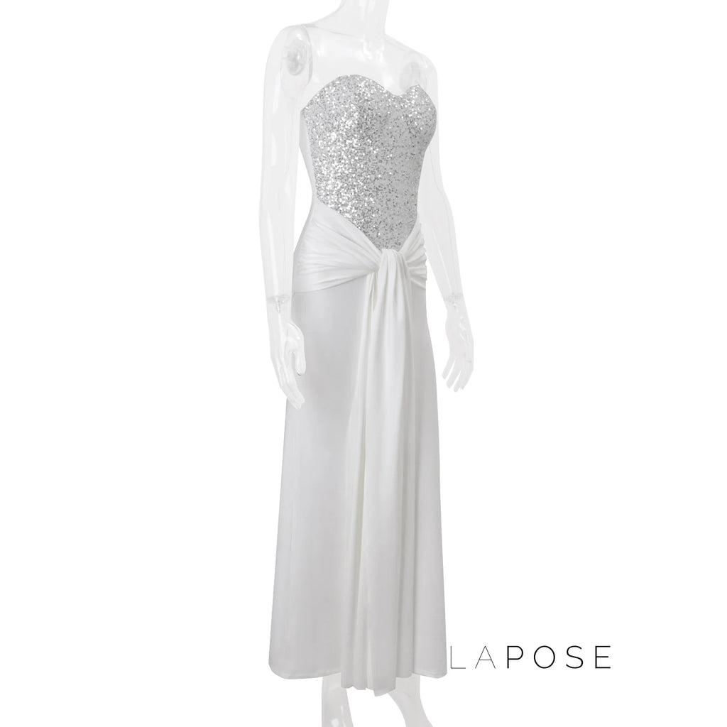 Lemon Strapless Sequin Maxi Dress