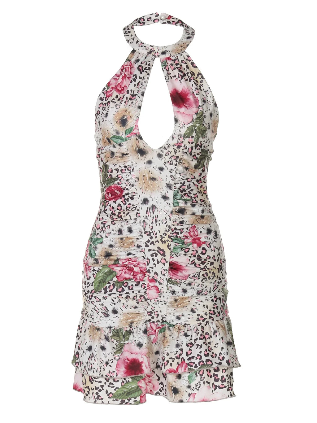 Leopard Print Halter Mini Dress