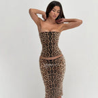 Leopard Sequin Two-Piece Skirt Set
