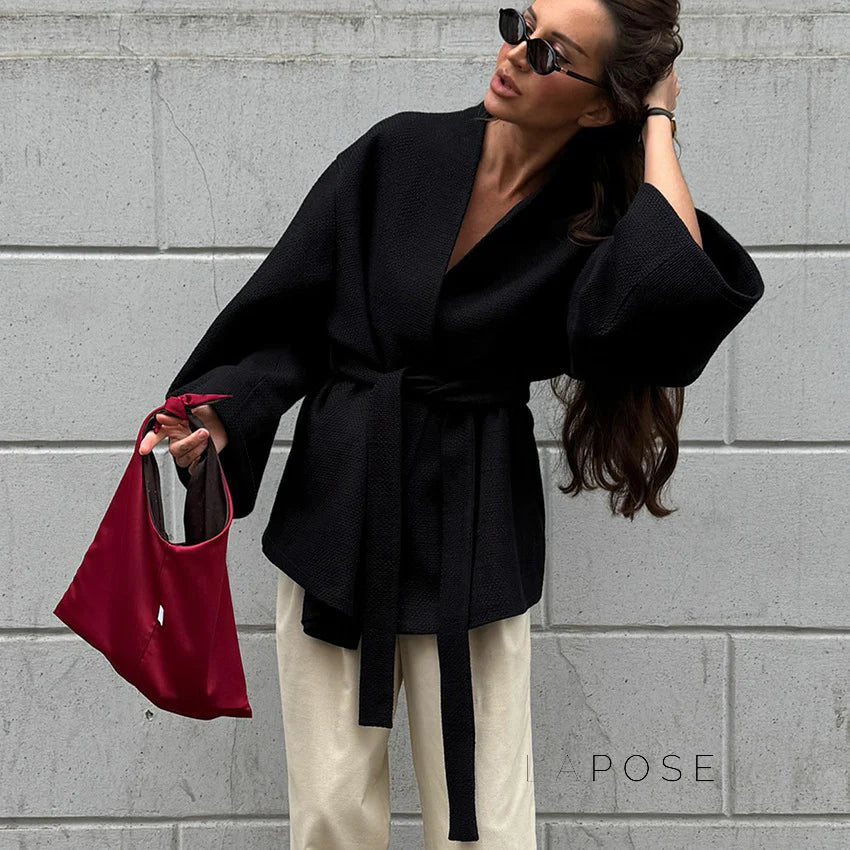 Leslie Belted V-Neck Jacket