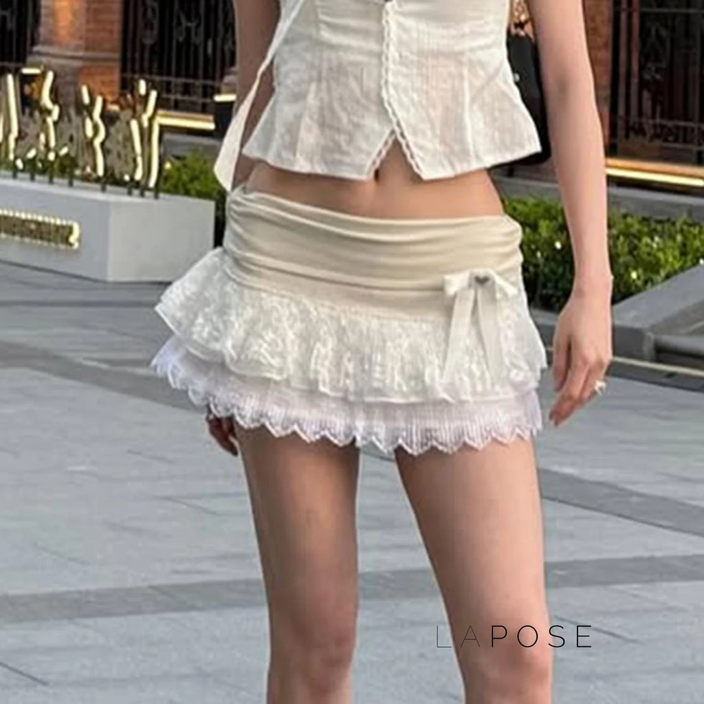 Leylani Bow Tiered Mini Skirt