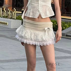Leylani Bow Tiered Mini Skirt