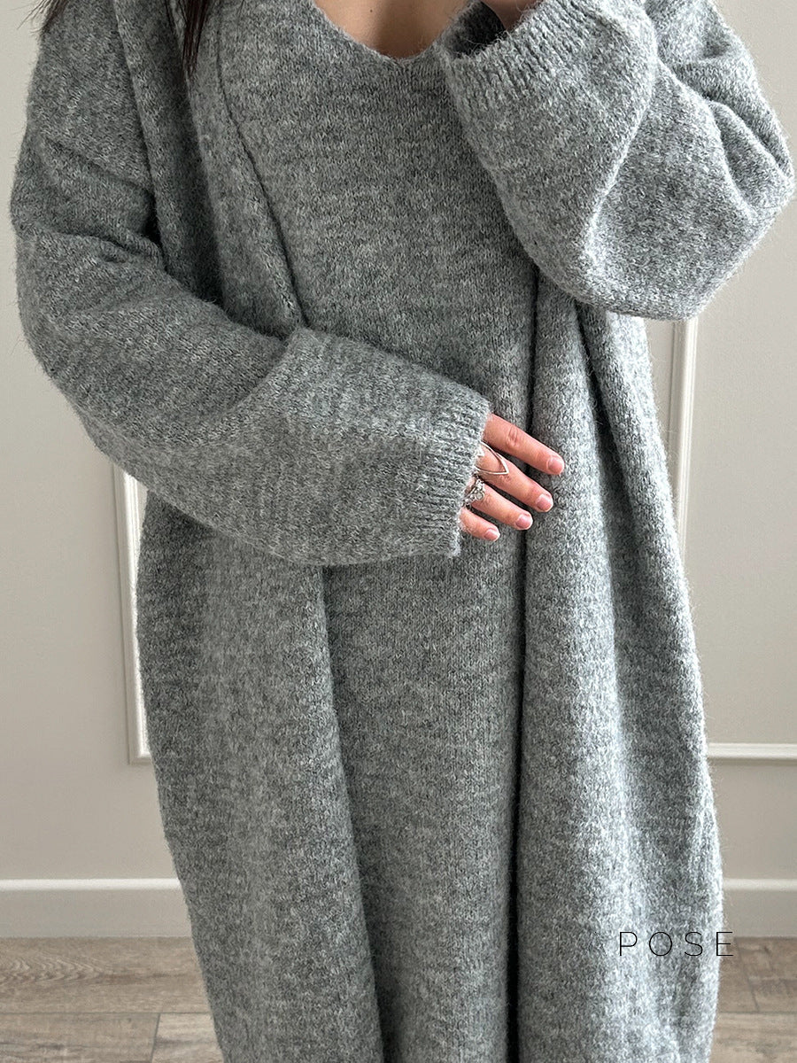 Lily Cozy Knit Dress & Long Cardigan Set
