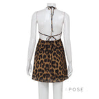Lucy Halter Leopard Mini Dress