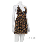 Lucy Halter Leopard Mini Dress