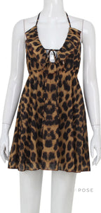 Lucy Halter Leopard Mini Dress