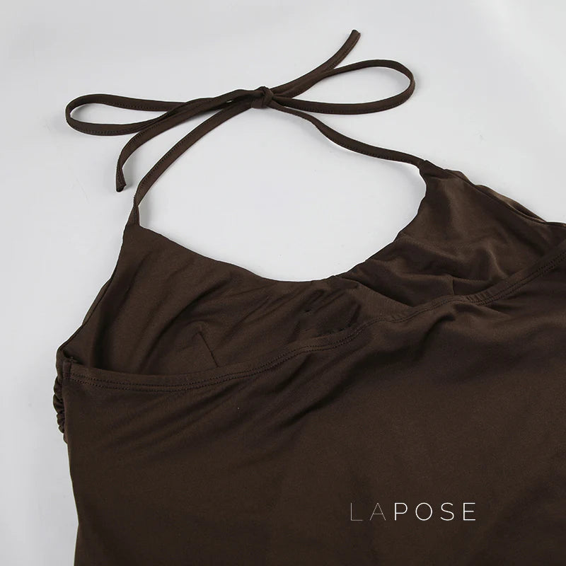 Lumen Metallic Halter Top