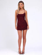 Maddisyn Diamante Mini Dress - Wine