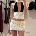Madyson Polka Dot Halter Skirt Set