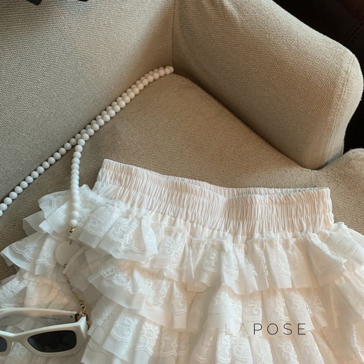 Maeleigh Lace Tiered Mini Skirt