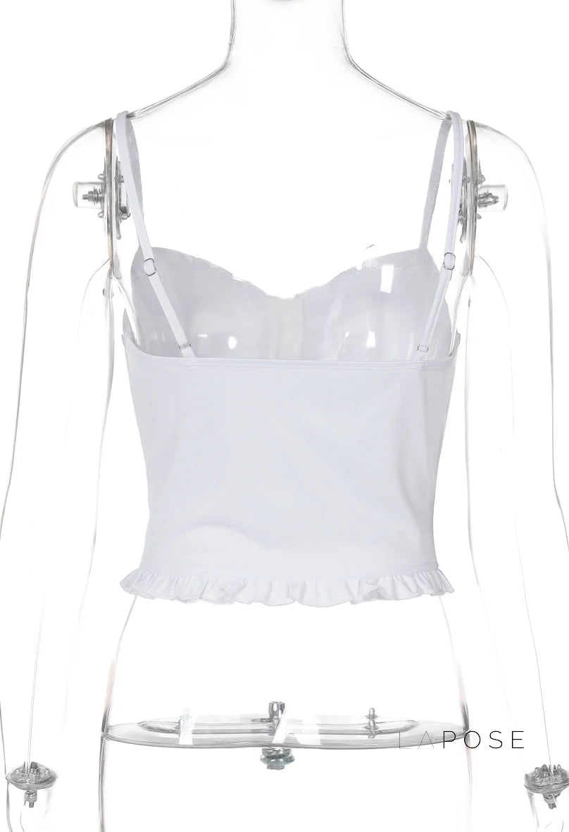 Mahina Strappy Button-Front Crop Top