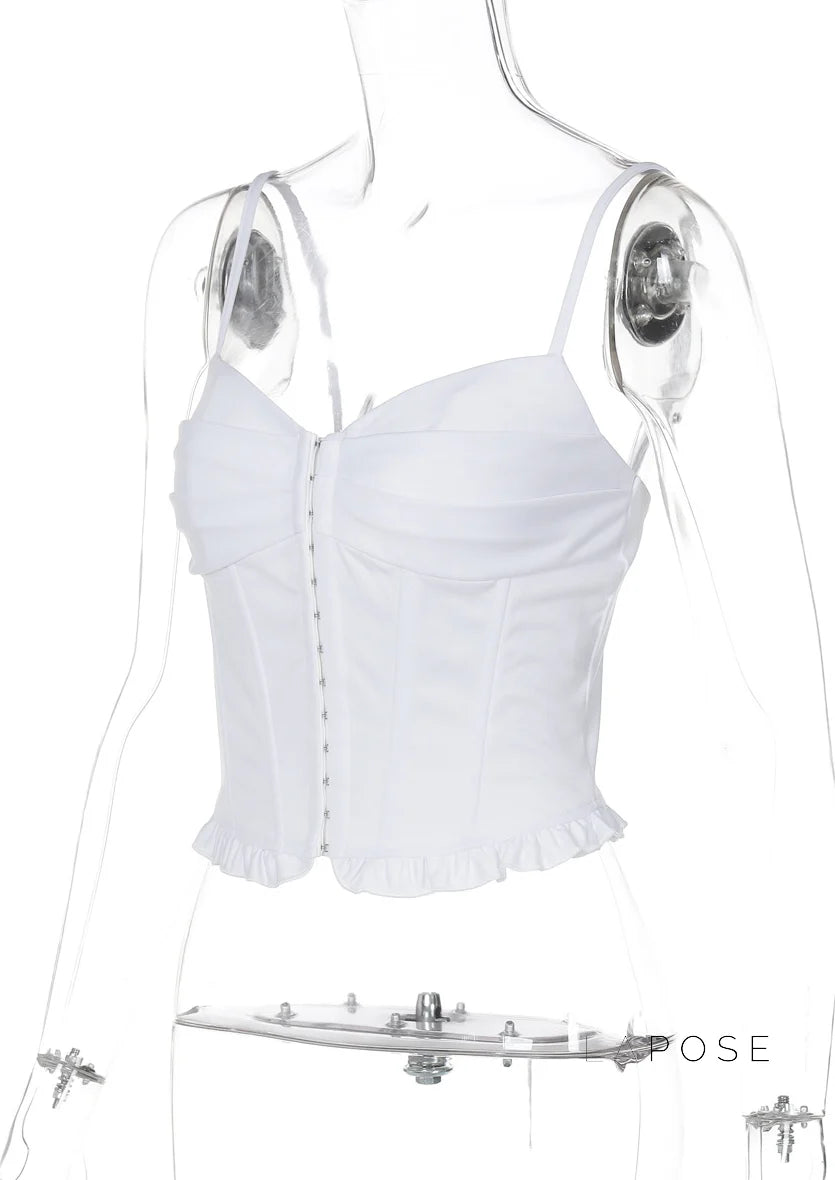 Mahina Strappy Button-Front Crop Top