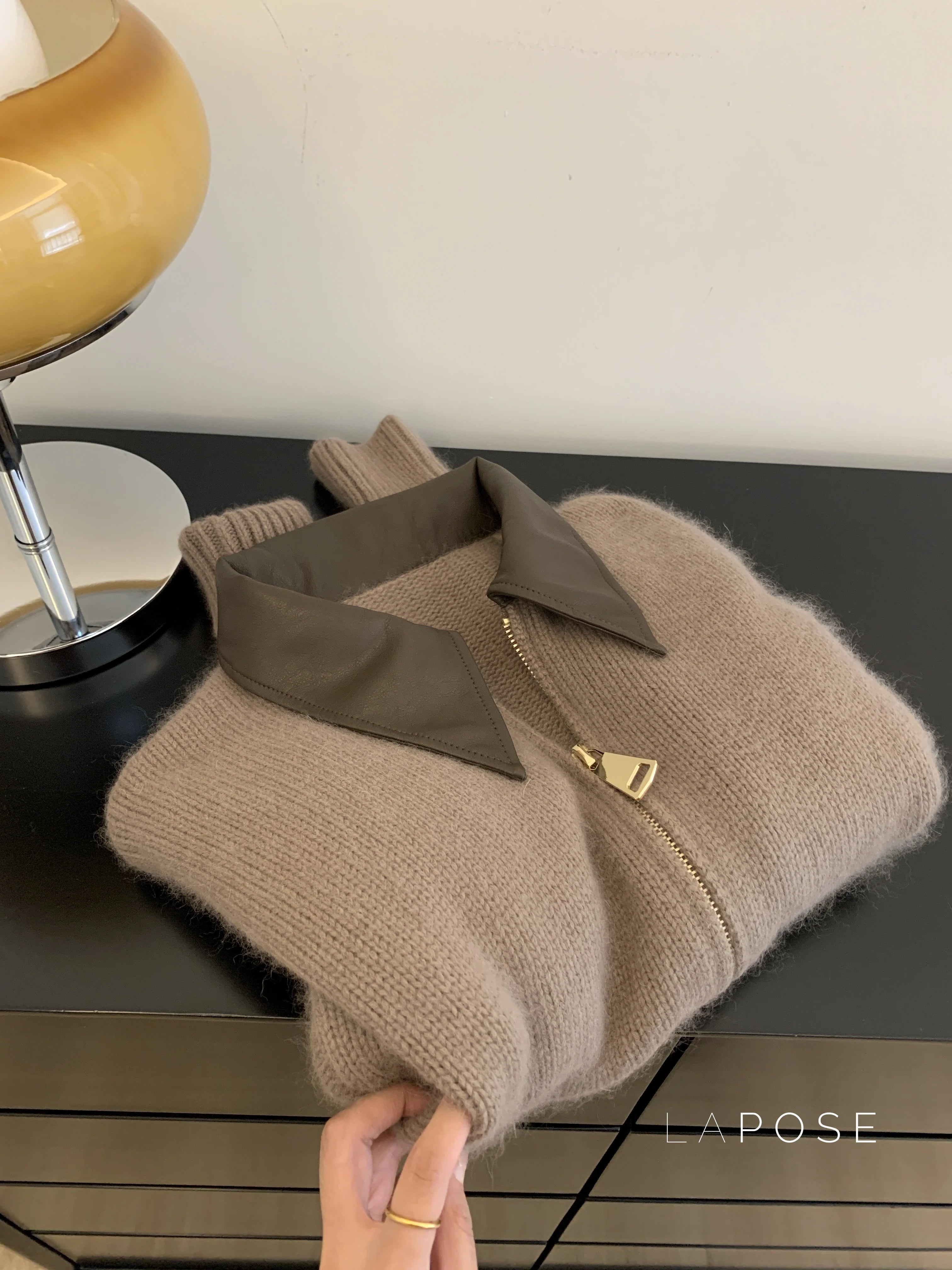 Mahogany Polo Knit Cardigan