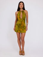 Maira Watercolor Halter Mini Dress
