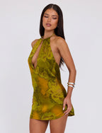 Maira Watercolor Halter Mini Dress