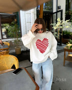 Makenzie Loose Heart Pullover Sweater