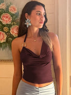Maliyah Asymmetric Halter Crop Top