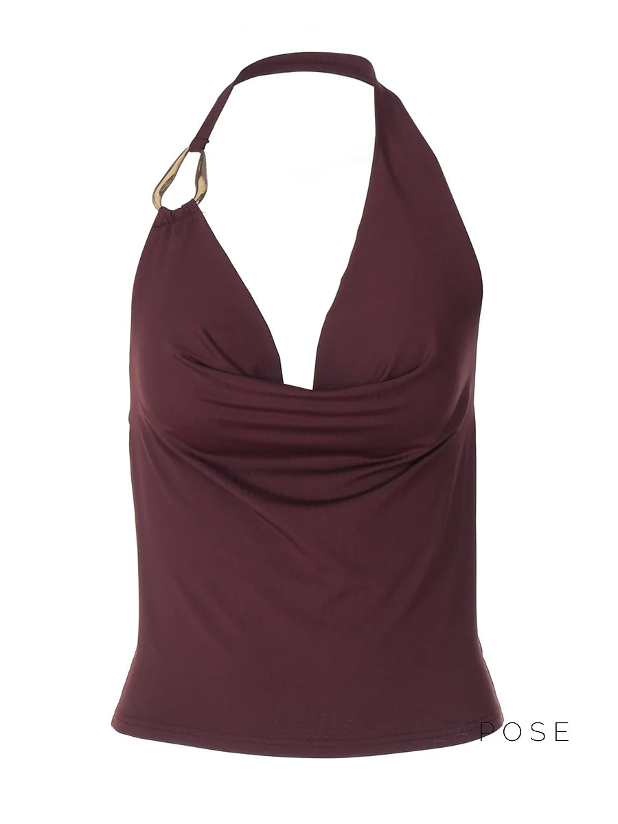 Maliyah Asymmetric Halter Crop Top