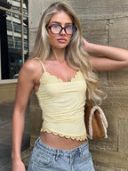 Mamie Pleated Lace Crop Top