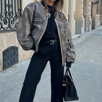 Martina Distressed Aviator Jacket