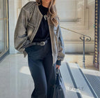 Martina Distressed Aviator Jacket