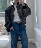 Martina Distressed Aviator Jacket