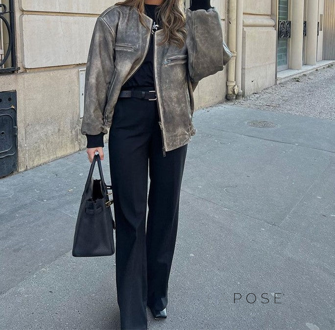 Martina Distressed Aviator Jacket