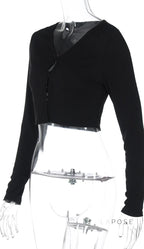 Mercedez Ribbed Button-Up Crop Top